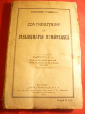 Gh.Adamescu -Contributie la Bibliografia Romaneasca -vol.1-Ist.Literaturii..1921 foto