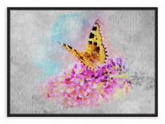Tablou din aluminiu striat Butterfly of Joy, Black foto