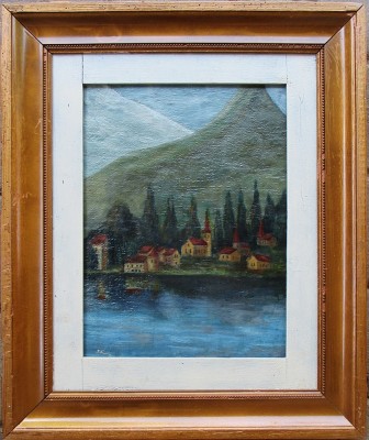 Asezare la malul apei - semnat monogramic SK foto