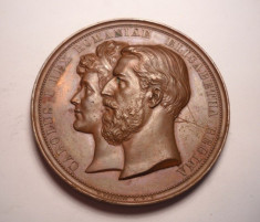 Medalie Regele CAROL I si Regina ELISABETA - Castelul Peles 1883 foto