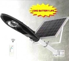 Stalp iluminat exterior panou solar si proiector LED 20w suport prindere inclus foto