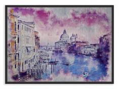 Tablou din aluminiu striat Pink Is the Sky Over Venice, Black foto