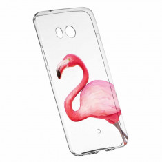 Husa Silicon, Transparent, Slim, Flamingo, HTC U11 foto