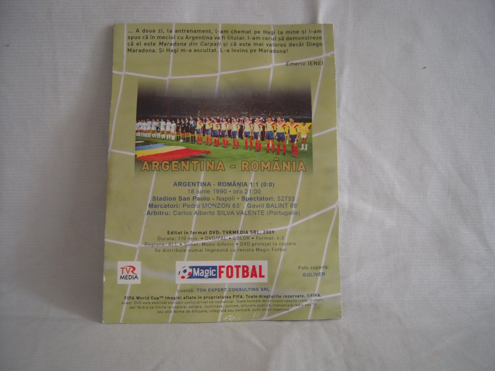 DVD Argentina - Romania, Cupa Mondiala 1990, original | Okazii.ro