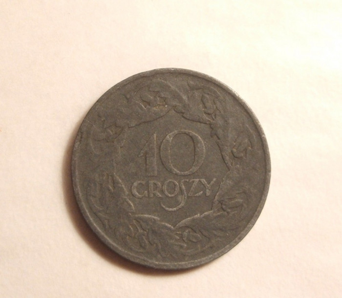 POLONIA 10 GROSZY 1923 ZINC / OCUPATIE GERMANA