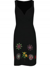 Rochie neagra cu broderie florala Desigual Gotheborg foto