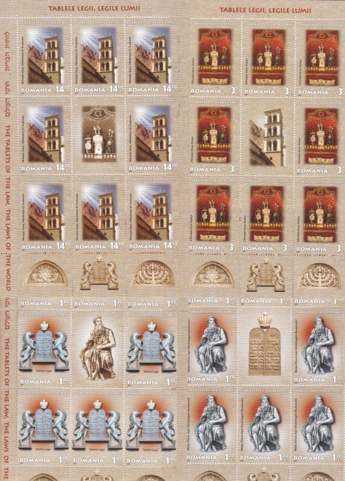 2013 LP 1990 d TABLELE LEGII LEGILE LUMII SET MINICOLI 8 TIMBRE+VINIETA+TABS MNH