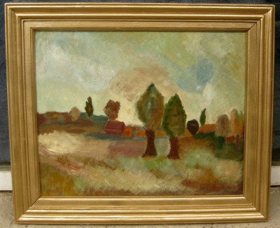 Tablou Peisaj de vara Moldav pictat in ulei inramat 52x62cm foto
