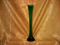 Vaza cristal verde smarald, Art Deco, colectie, vintage foto