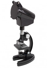 Trusa cu set microscop cu lentile 30x, 60x, 120x ocular 10x si alte obiecte laborator chimie foto