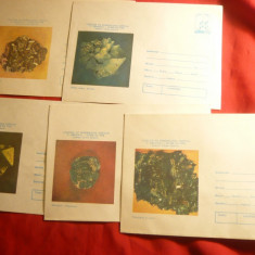 Set 5 Plicuri ilustrate -Colectia Mineralogie Estetica C.Gruescu -Ocna de Fier