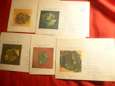 Set 5 Plicuri ilustrate -Colectia Mineralogie Estetica C.Gruescu -Ocna de Fier foto
