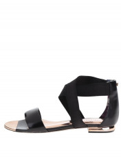 Sandale negre din piele Ted Baker Laana cu barete elastice foto