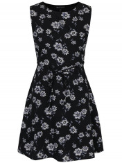 Rochie neagra cu print floral si cordon Mela London foto