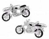 Butoni camasa argintii model motocicleta + ambalaj cadou