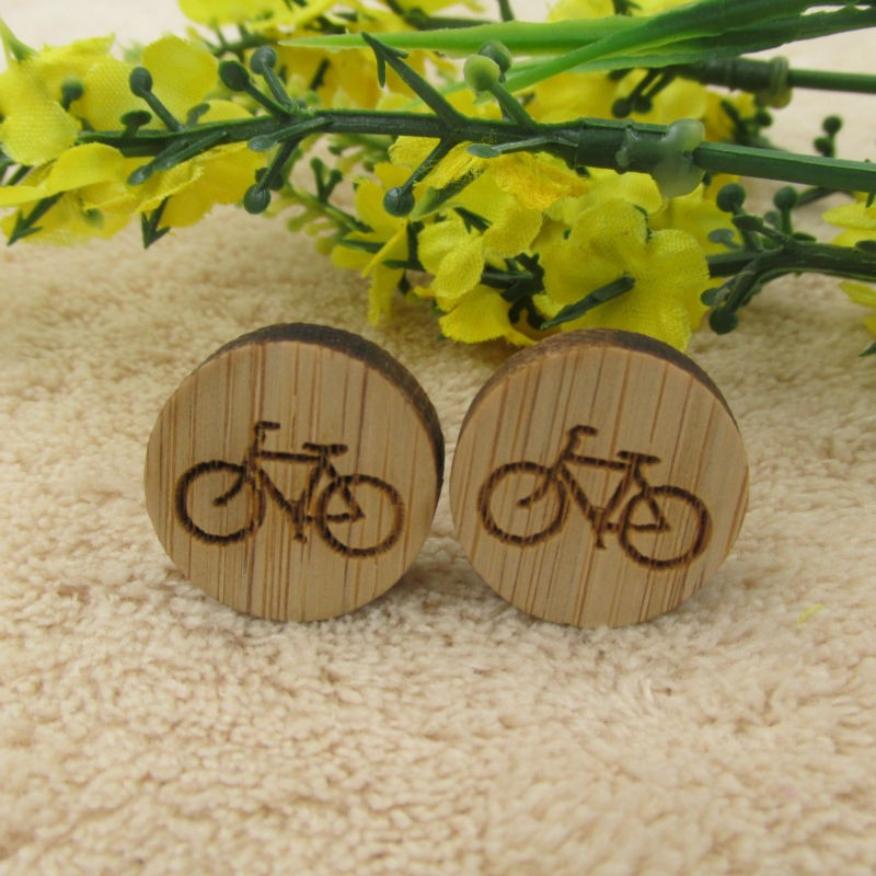 Butoni camasa model bicicleta BIKE metal si lemn + ambalaj cadou | Okazii.ro