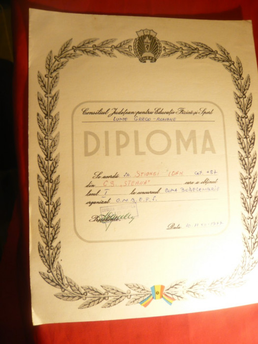 Diploma CNEFS -Lupte Greco-Romane - Cupa 30 Decembrie