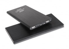 Acumulator baterie externa Slim PowerBank negru cu lanterna incorporata foto