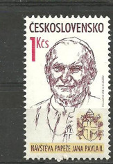 Cehoslovacia 1990 - PAPA IOAN PAUL al II-lea, timbru MNH, AD103 foto