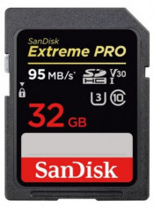 Card de memorie SanDisk SDHC Extreme PRO, 32 GB, Viteza de citire: 95 MB/s, Viteza de scriere: 90 MB/s foto