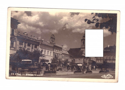 CP Cluj - Piata Unirii, 1940, animata, circulata foto