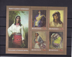 2014 LP 2015 a ROMII IN PICTURA ROMANEASCA BLOC 4 TIMBRE+MANSETA ILUSTRATA MNH foto