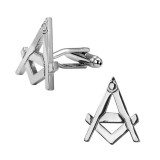 Butoni metalici tematici simbol masonic + ambalaj cadou, Inox