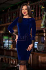 Rochie eleganta bleumarin din catifea foto