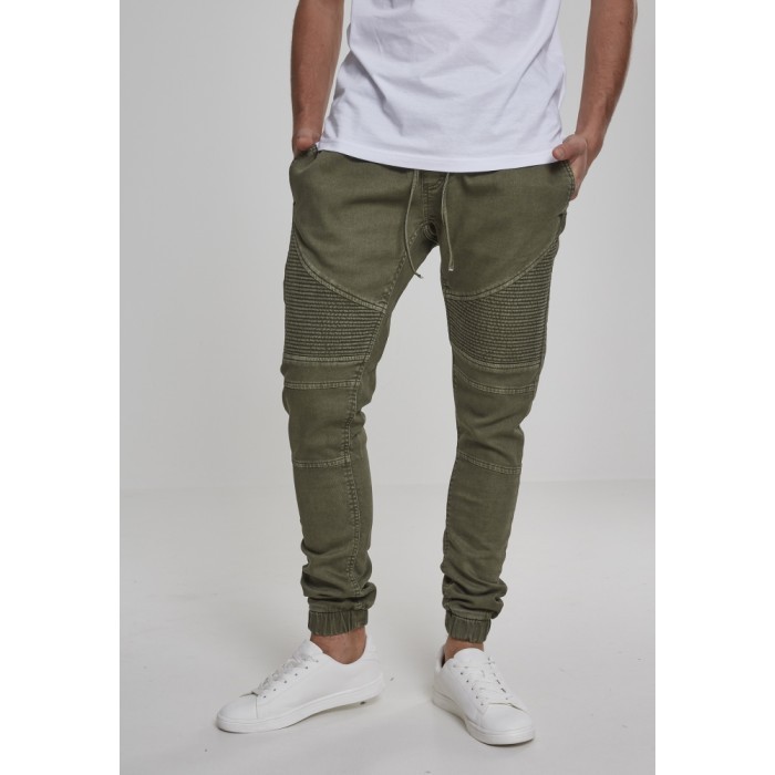 Pantaloni Barbati Biker Denim Jogpants Urban Classics oliv foto mare Pantaloni Barbati Biker Denim Jogpants Urban Classics oliv foto mare