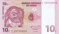 Bancnota Congo 10 Centime 1997 - P82 UNC