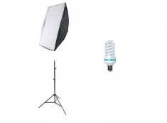 Kit lumina continua foto-video softbox 40x60cm fasung E27 incorporat + bec + stativ foto