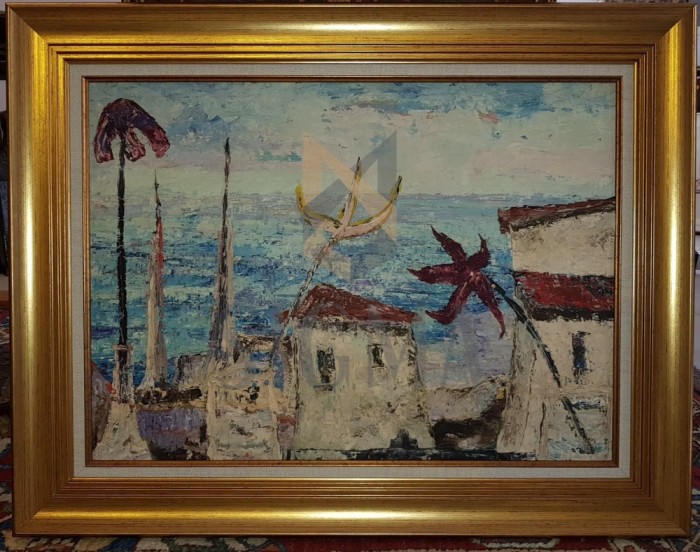 TABLOU, VALERIU PANTAZI "PEISAJ DIN BALCIC', U/C foto mare TABLOU, VALERIU PANTAZI "PEISAJ DIN BALCIC', U/C foto mare