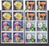 CACTUSI SERIE IN BLOK DE 4 LA NOMINAL,2017,NEUZATA,MNH,ROMANIA., Flora, Nestampilat