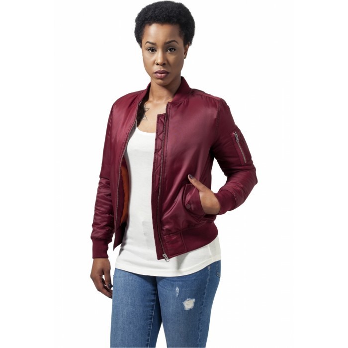 Geaca bomber primavara femei Urban Classics rosu burgundy foto mare Geaca bomber primavara femei Urban Classics rosu burgundy foto mare