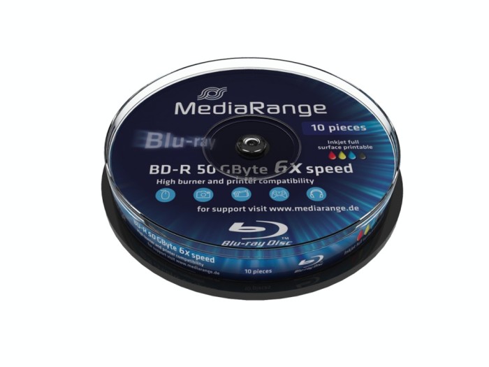 Mediu optic MediaRange BD-R DL 50GB 6x 10 bucati Printabil foto mare Mediu optic MediaRange BD-R DL 50GB 6x 10 bucati Printabil foto mare
