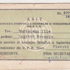 bnk div ASIT 1956 - legitimatie - timbrat 1957-1958