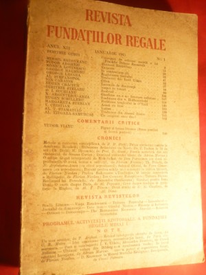 Revista Fundatiilor Regale ian. 1945 ,cu D.Gusti ,Monica Lovinescu ,E.Craciun foto