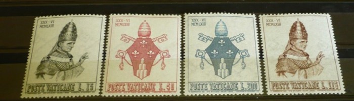 VATICAN 1963 – INSCAUNAREA PAPEI PAUL VI, serie nestampilata B193 VATICAN 1963 – INSCAUNAREA PAPEI PAUL VI, serie nestampilata B193