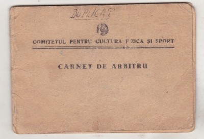 bnk div CCFS - Carnet arbitru fotbal - 1960 foto