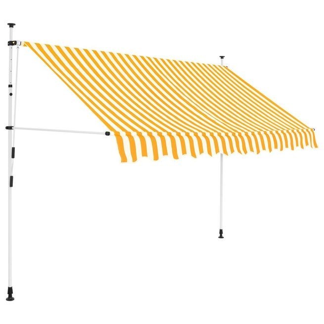 Copertină retractabilă manual, 250 cm, dungi galben și alb foto mare Copertină retractabilă manual, 250 cm, dungi galben și alb foto mare