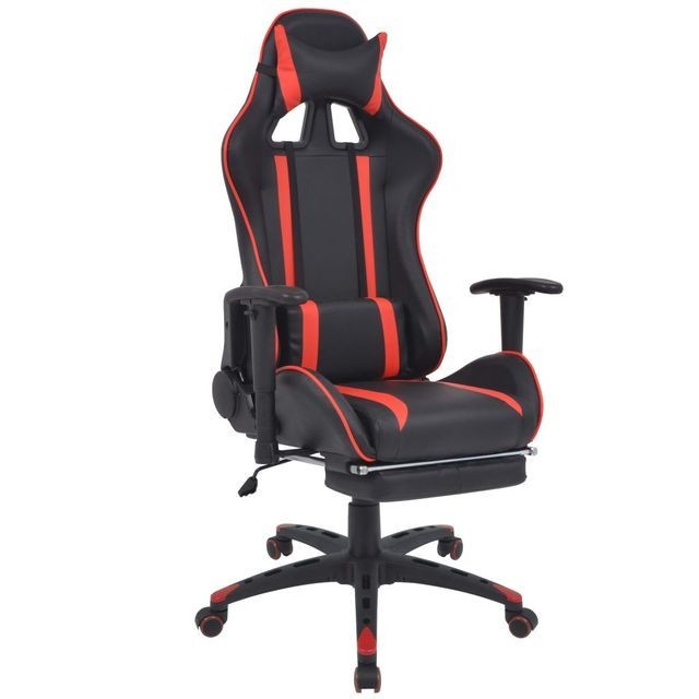 Scaun birou rabatabil, design racing, suport picioare, roșu foto mare Scaun birou rabatabil, design racing, suport picioare, roșu foto mare