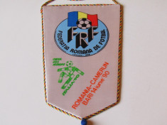 Fanion fotbal ROMANIA - CAMERUN (Campionatul Mondial Italia`90 - 14.06.1990) foto
