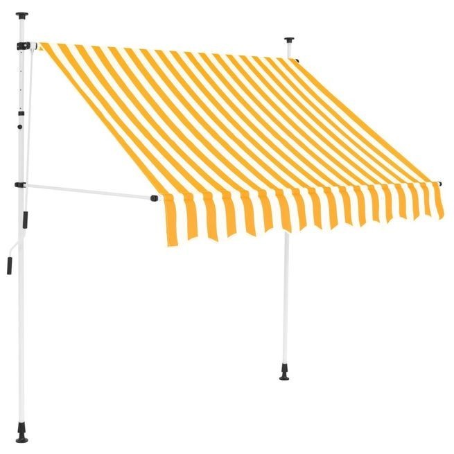 Copertină retractabilă manual, 200 cm, dungi galben și alb foto mare Copertină retractabilă manual, 200 cm, dungi galben și alb foto mare
