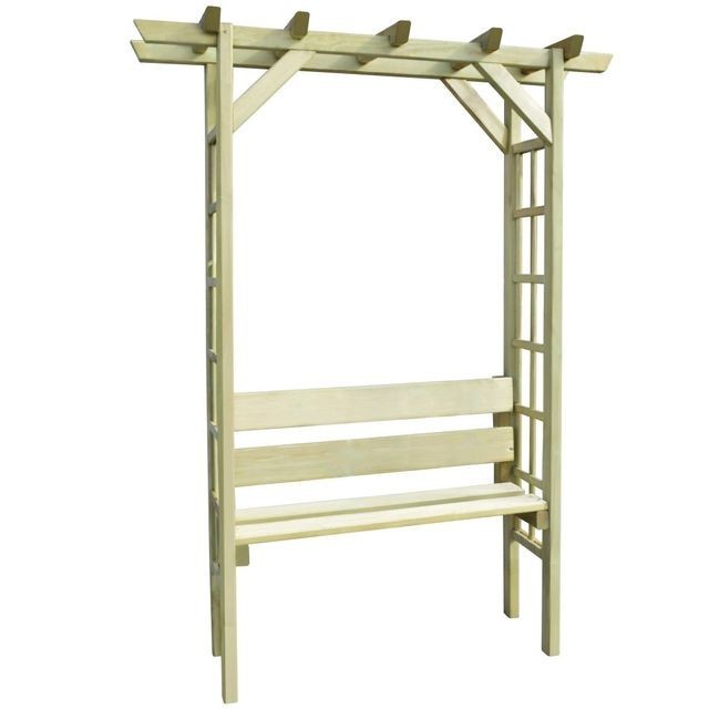 Pergola de gradina cu banca 150x50x200 cm, lemn de pin tratat foto mare Pergola de gradina cu banca 150x50x200 cm, lemn de pin tratat foto mare