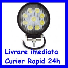 Proiector LED 12V - 24V Lucru Santier OFFRoad ROTUND lumina Spot 27W F17-2 foto