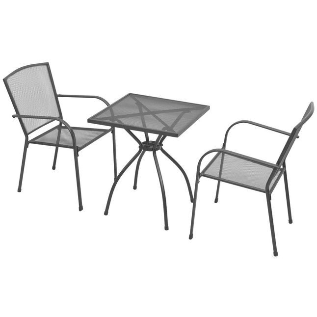Set mobilier de exterior tip bistro, 3 piese, plasa de o?el foto mare Set mobilier de exterior tip bistro, 3 piese, plasa de o?el foto mare