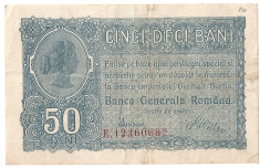 ROMANIA 50 BANI BGR 1917 VF SERIE 8 CIFRE foto