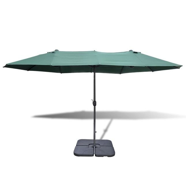 Umbrelă cu bază portabilă, 2,7 x 4,6 m, aluminiu, Verde foto mare Umbrelă cu bază portabilă, 2,7 x 4,6 m, aluminiu, Verde foto mare