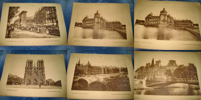 Set 26 vederi gravuri mari Paris anii 1900 stare buna. foto