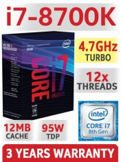 Procesor i7-8700K Coffee Lake, 3.70GHz, 12M ?nou , SIGILAT foto